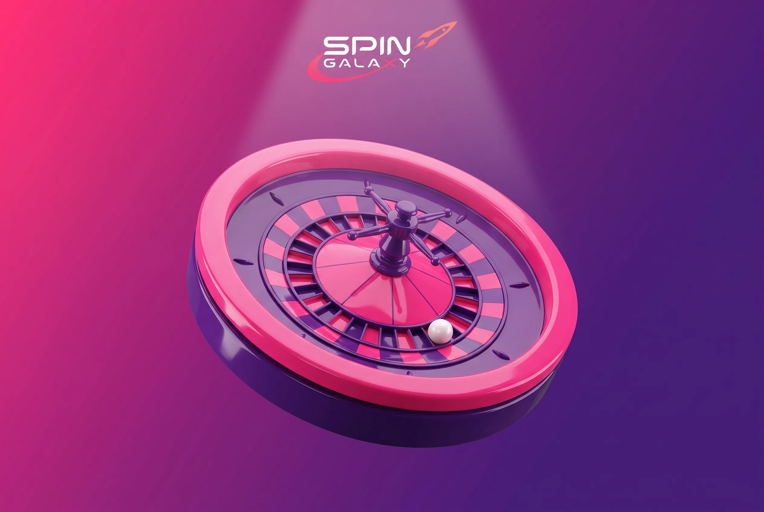 Spin Galaxy live casino roulette wheel in pink and purple